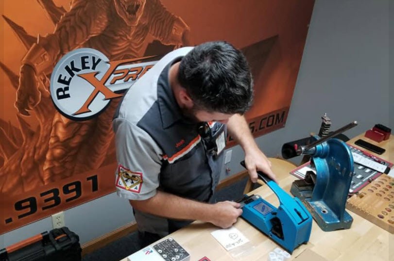 Rekey Xpress josh Experienced locksmith repinning residential lock cylinder and testing new key alignment